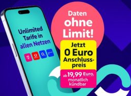 Unlimited Mobile: 0 Euro Anschlusspreis, monatlich kündbar ab 19,99 Euro