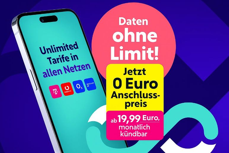 Unlimited Mobile: 0 Euro Anschlusspreis, monatlich kündbar ab 19,99 Euro