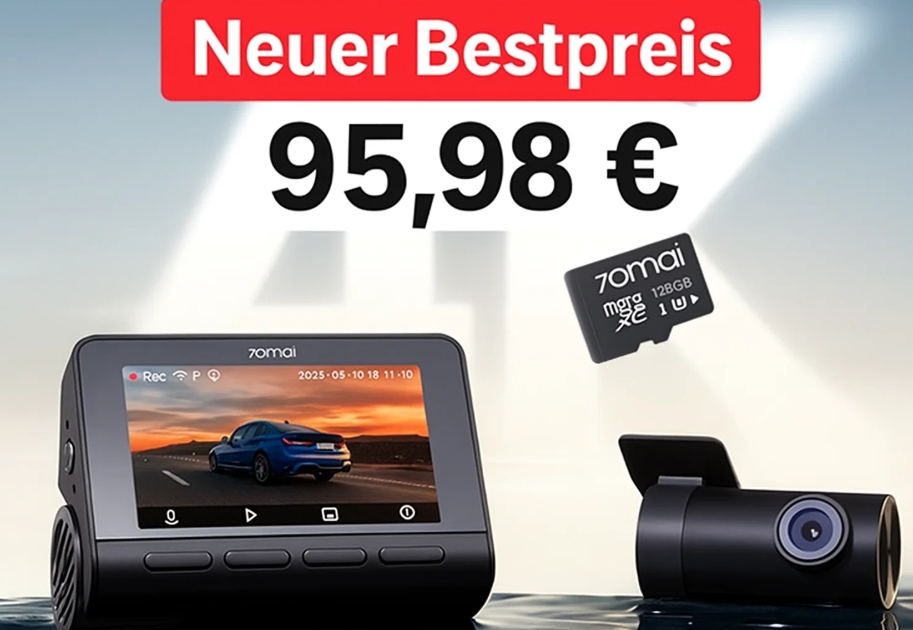 Amazon: Dashcam "70mai A800SE" mit Rückfahrkamera für 95,98 Euro
