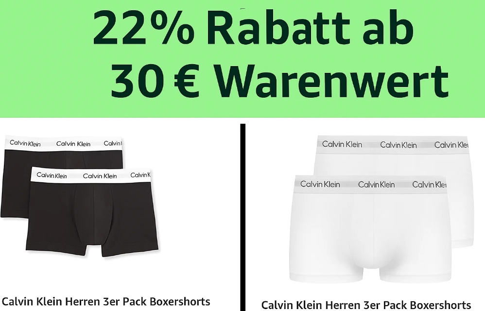 Amazon: 22 Prozent Rabatt ab 30 Euro Warenwert