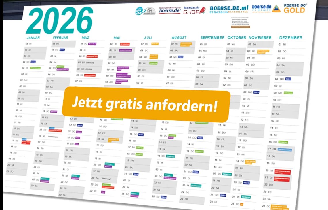 Gratis: Börsenkalender 2026 zum Nulltarif frei Haus
