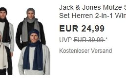 Jack&Jones: Schal-Mützen-Set ab 19,99 Euro