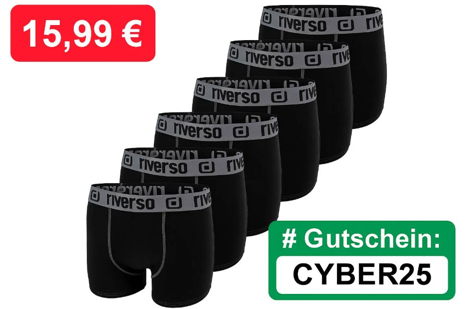 Riverso: Boxershorts im Sechserpack für 15,99 Euro frei Haus