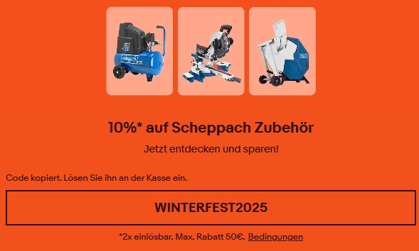 Scheppach: 10 Prozent auf Werkzeuge bis zum 12. November