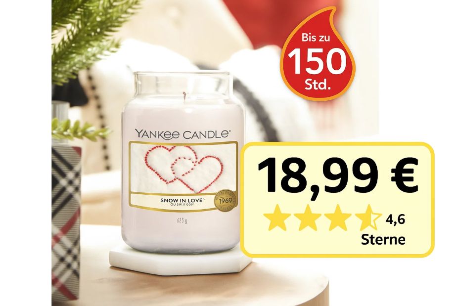 Yankee Candle: Duftkerzen mit 150 Stunden Brenndauer ab 18,99 Euro