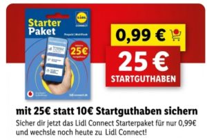 Lidl Plus: Handy-Starterpaket mit 25 Euro Guthaben für 99 Cent