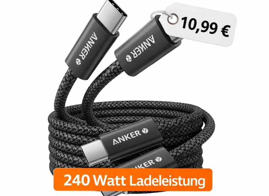 Anker: USB-C-Ladekabel mit 240 Watt im Doppelpack für 10,99 Euro