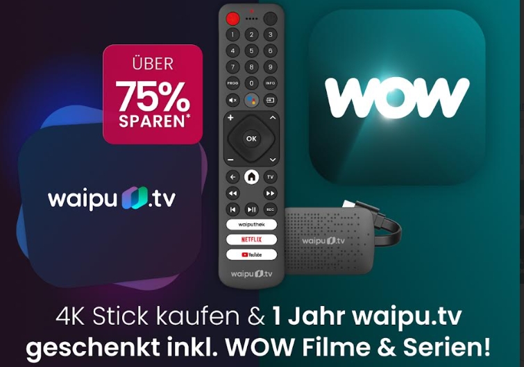 Waipu.tv: Jahrespaket "Perfect Plus" mit 4K-Stick für zusammen 64,98 Euro