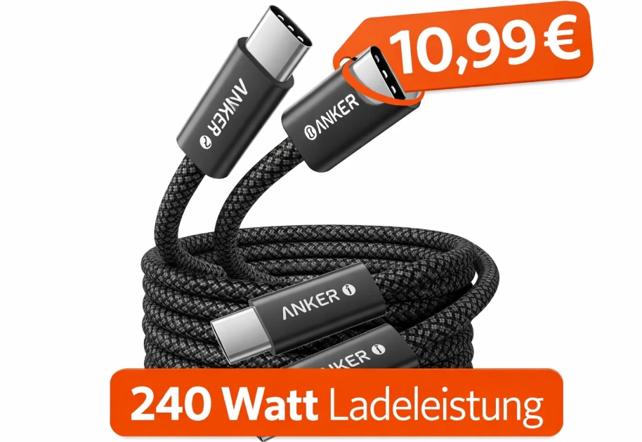 Anker: Ladekabel mit 240 Watt im Doppelpack für 10,99 Euro