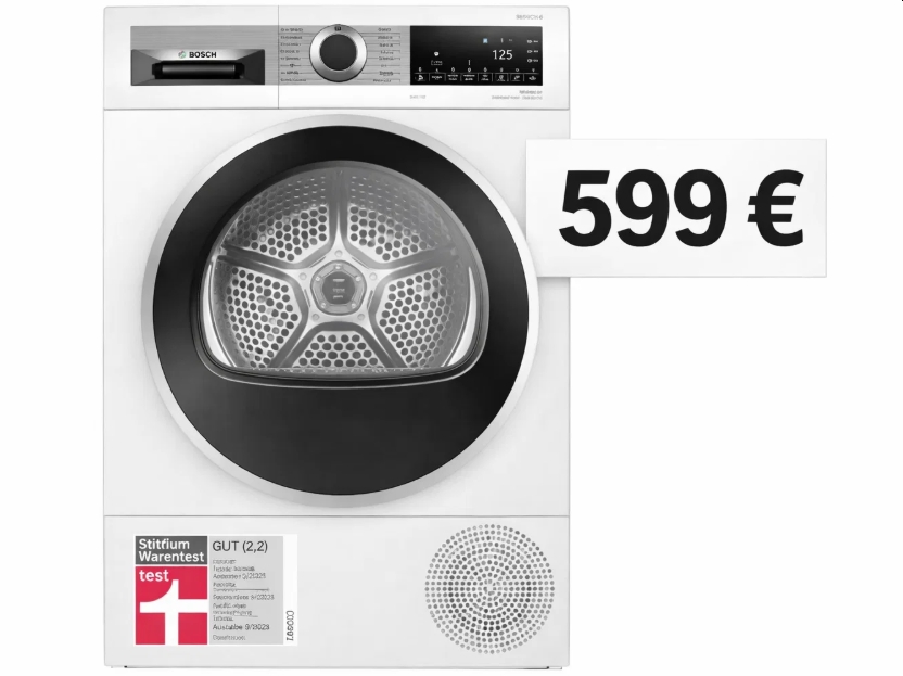 Amazon: "Gut" getesteter Trockner Bosch WQG235D00 für 599 Euro