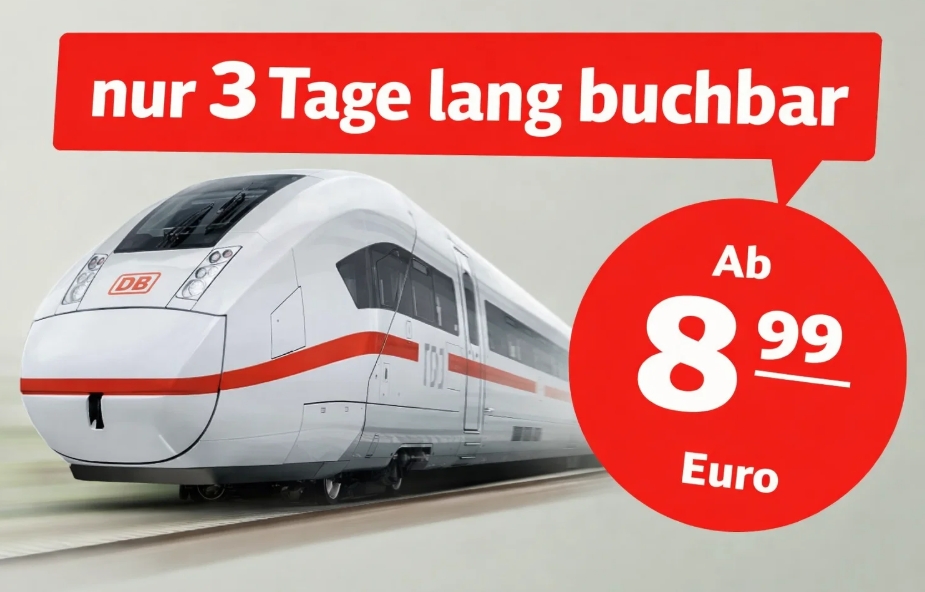 Knaller: Bahntickets ab 8,99 Euro für drei Tage buchbar