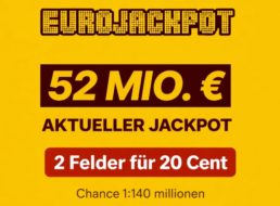 Eurojackpot: 2 Spielfelder für 0,20 statt 5,20 Euro