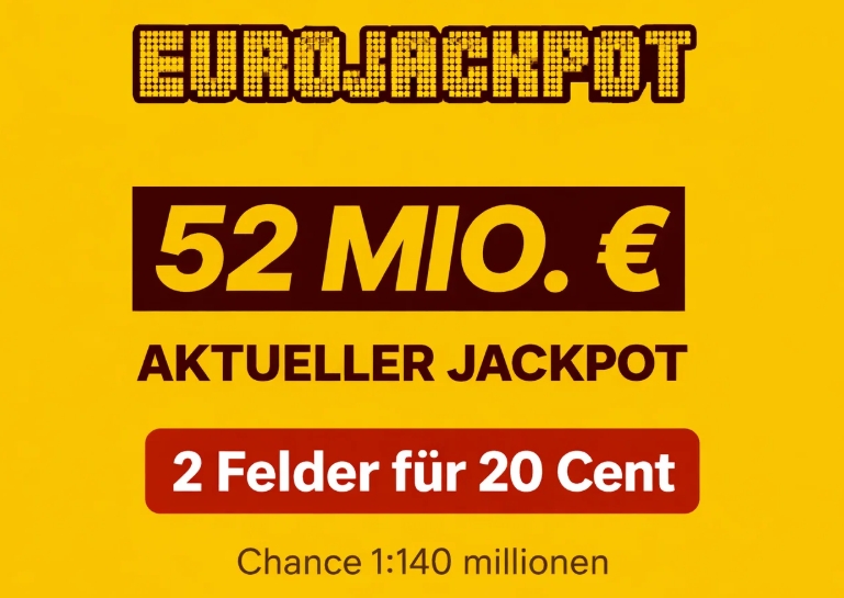 Euro-Jackpot: 2 Felder für 0,20 statt 5,20 Euro