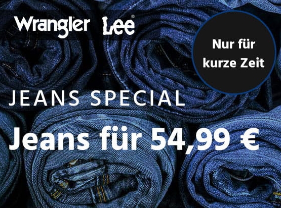Jeans: Modelle von Wrangler und Lee für pauschal 54,99 Euro