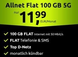Vodafone-Netz: Allnet-Flat mit 100 GByte 5G-Daten für 11,99 Euro