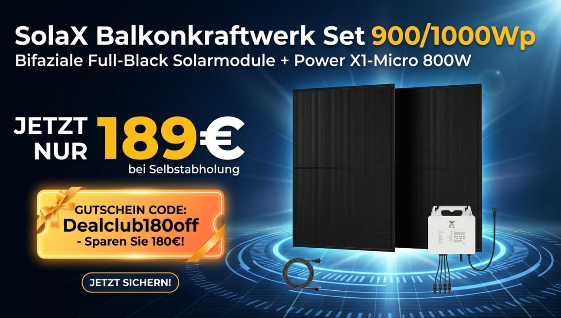Dealclub: Balkonkraftwerk mit zwei bifaszialen Modulen ab 179 Euro