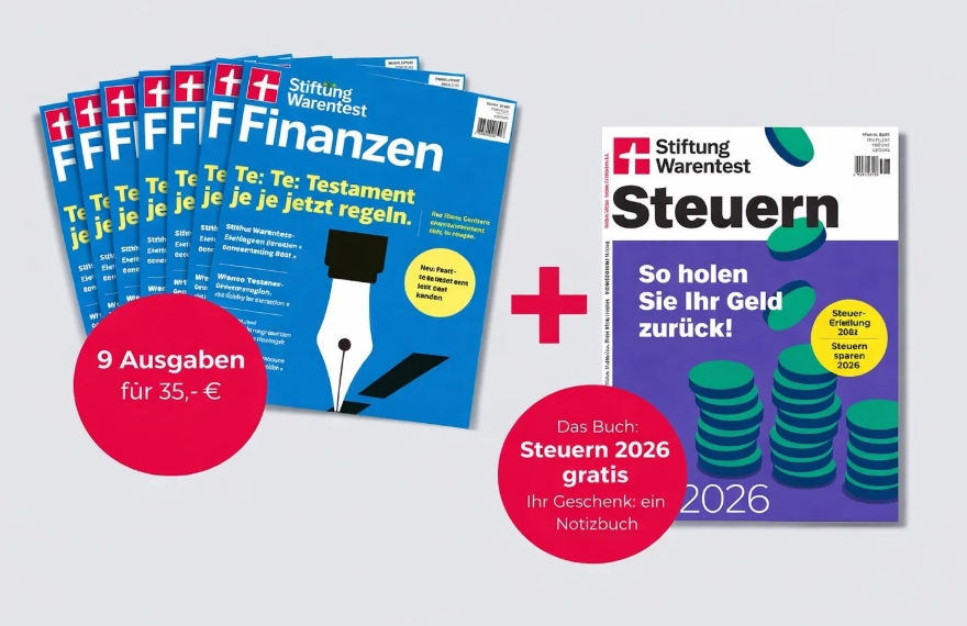 Gratis: Buch "Steuern 2026" zum Abo "Stiftung Warentest Finanzen"