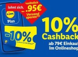 Lidl Plus: 10 Prozent Cashback im Onlineshop
