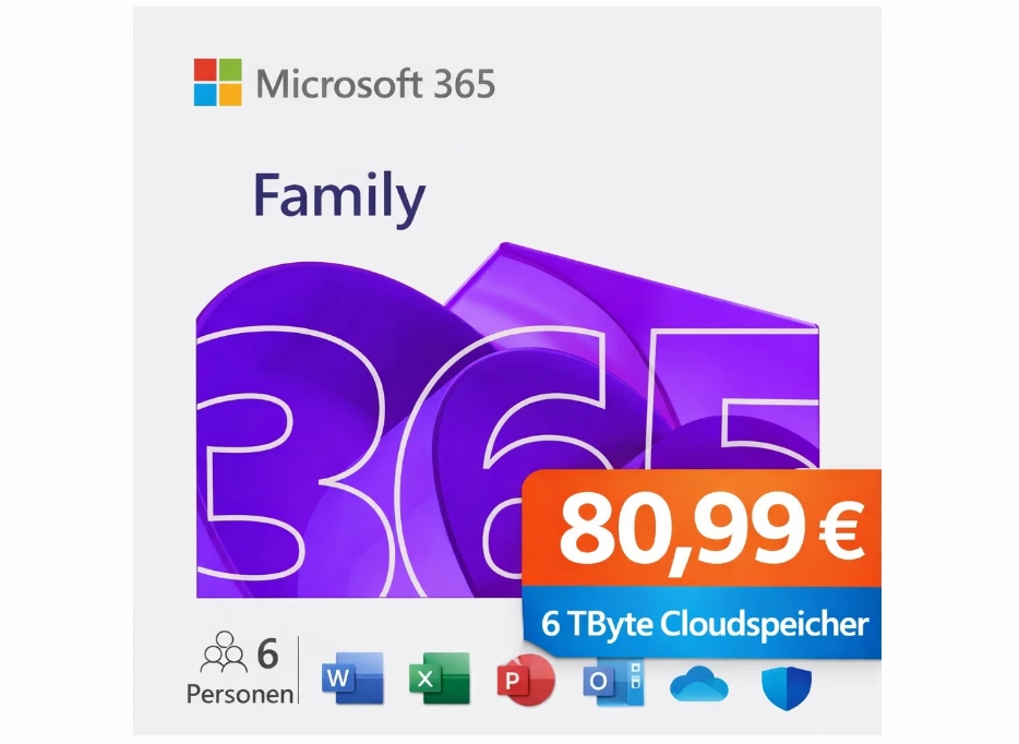 Amazon: "Microsoft 365 Family" jetzt für 80,99 Euro