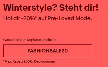 Ebay: 20 Prozent Rabatt auf gebrauchte Mode und Schmuck