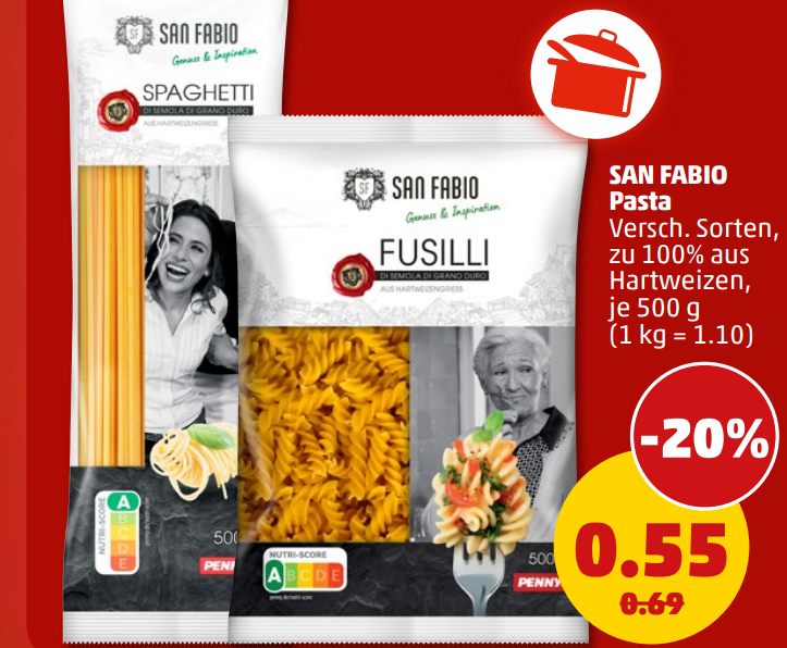 Penny: Pasta-Packung für 55 Cent bis Samstag