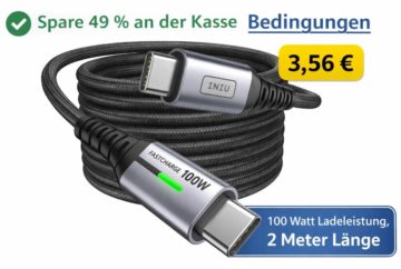 Prime-Knaller: USB-C-Ladekabel mit 100 Watt für 3,56 Euro