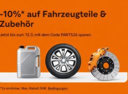 Ebay: 10 Prozent Rabatt auf Fahrzeugteile, Reifen und Zubehör
