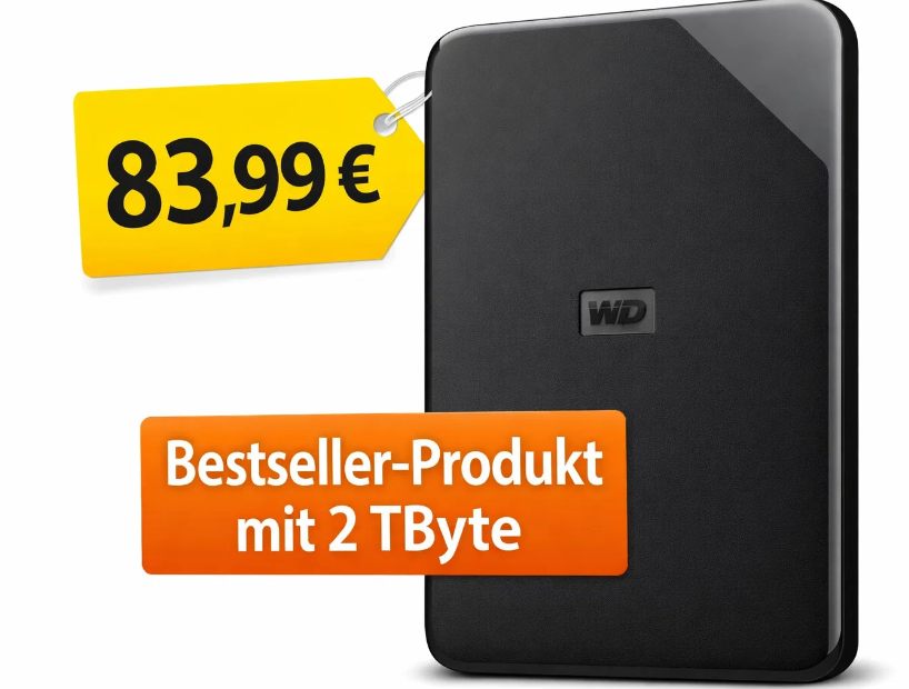 Bestseller: "WD Elements AE 2" mit zwei TByte für 83,99 Euro