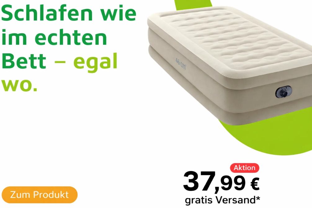 Völkner: Luftbett mit integrierter Pumpe für 37,99 Euro