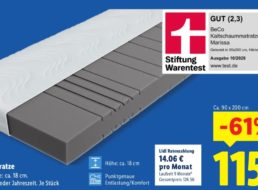 Lidl: Kaltschaummatratze mit gutem Testergebnis für 115 Euro