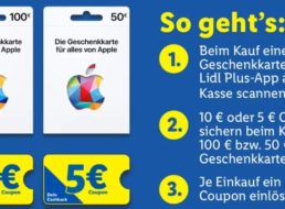 Lidl: Cashback von bis zu 15 Euro beim Kauf von Apple-Guthabenkarten