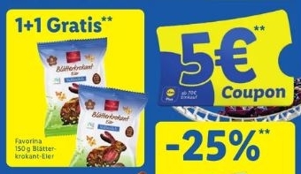 Lidl Plus: Oster-Gutscheine mit fünf Euro Rabatt beim Discounter