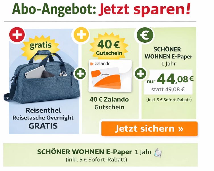 Schöner Wohnen: Digitales Jahresabo mit kostenloser Reisenthel-Tasche für 45,08 Euro