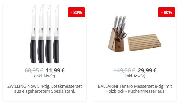 Zwilling: Sale beim Dealclub mit Messern ab 6,99 Euro
