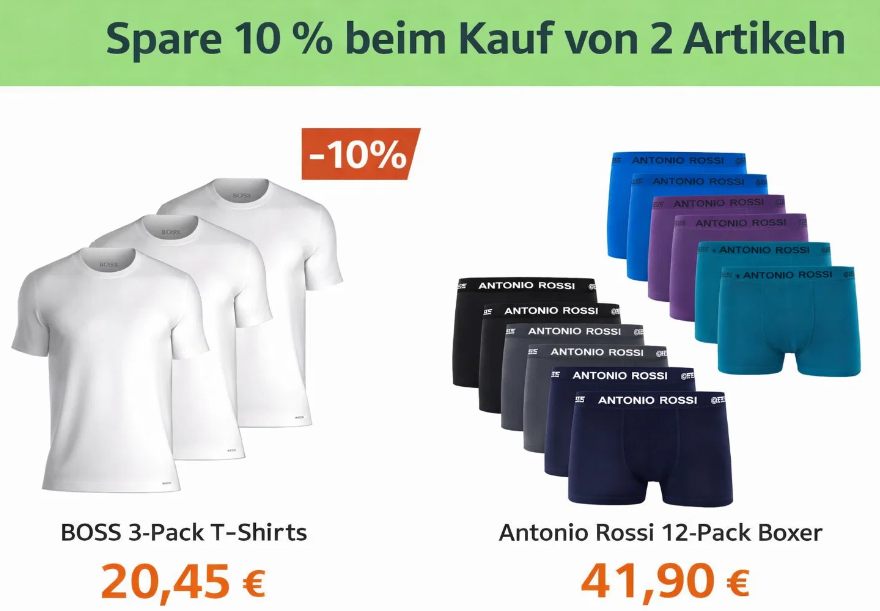 Amazon: 10 Prozent Rabatt ab zwei Mode-Artikeln