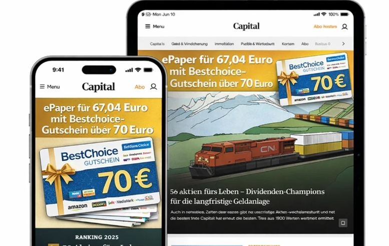 Capital: ePaper-Abo für 67,04 Euro mit Gutschein über 70 Euro