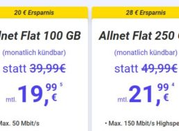 Mega SIM: Allnet-Flats mit 100 GByte 5G-Volumen ab 19,99 Euro