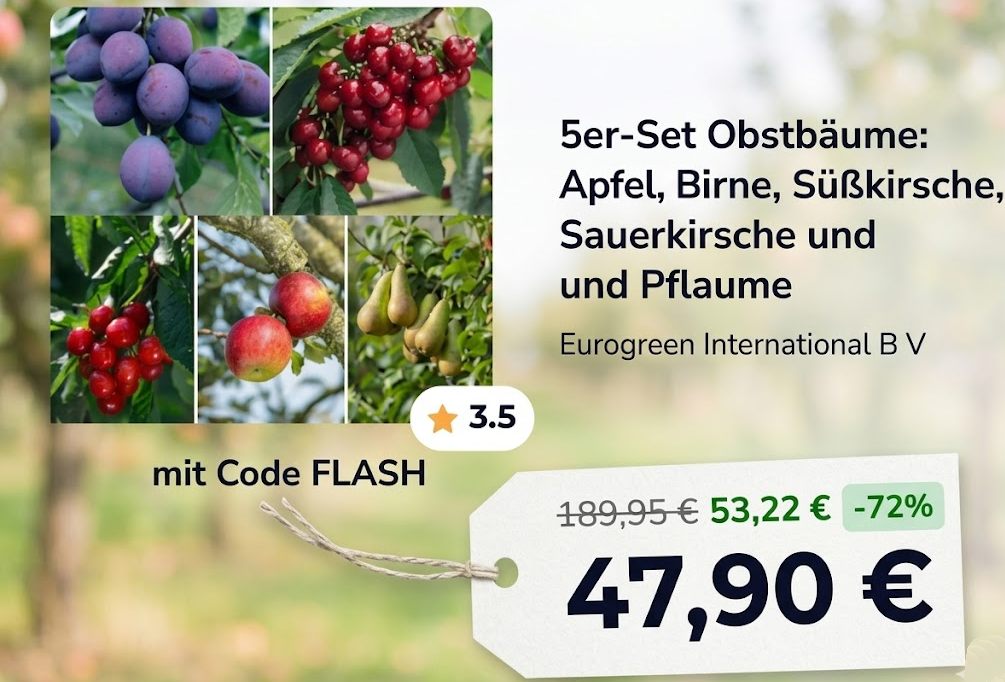 Groupon: 5er-Satz Obstbäume für 47,90 Euro frei Haus