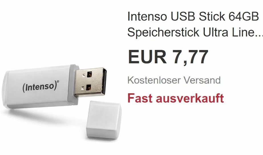 Intenso: USB-Stick mit 64 GByte und USB 3.2 für 7,77 Euro