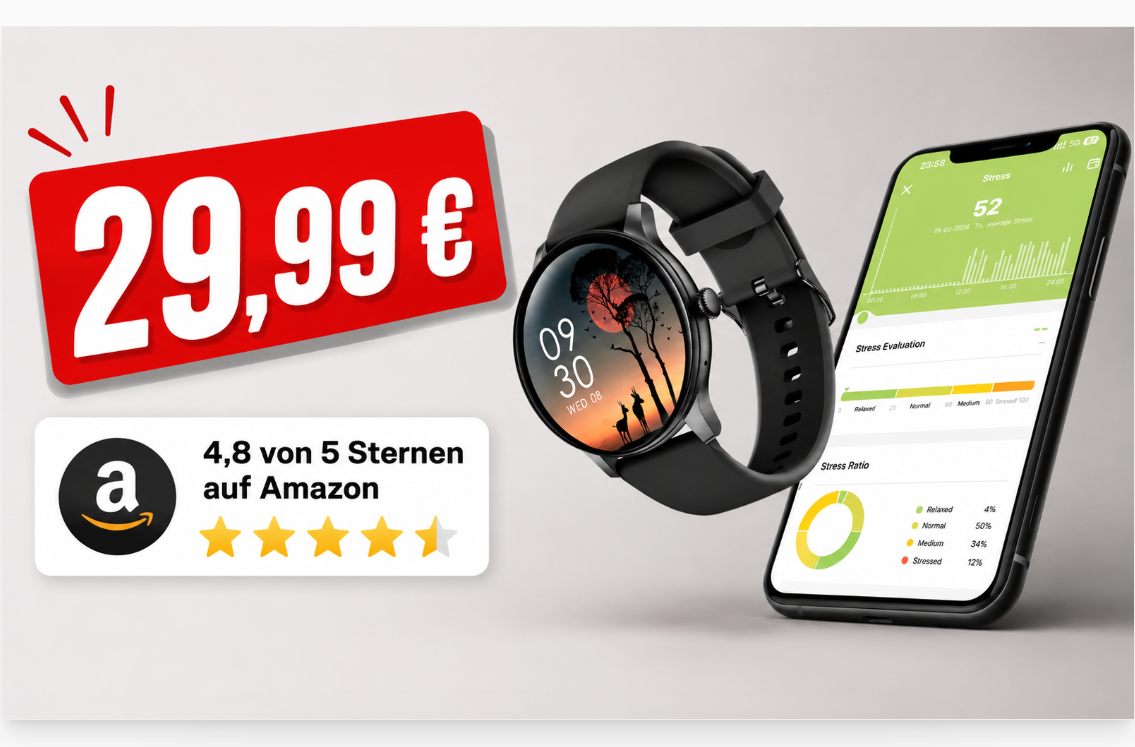 Amazon: Wasserfeste Smartwatch mit 147 Sportmodi für 29,99 Euro