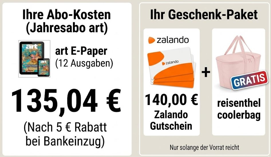 Gratis: Kühltasche und Gutschein über 140 Euro zum art-Abo für 135 Euro