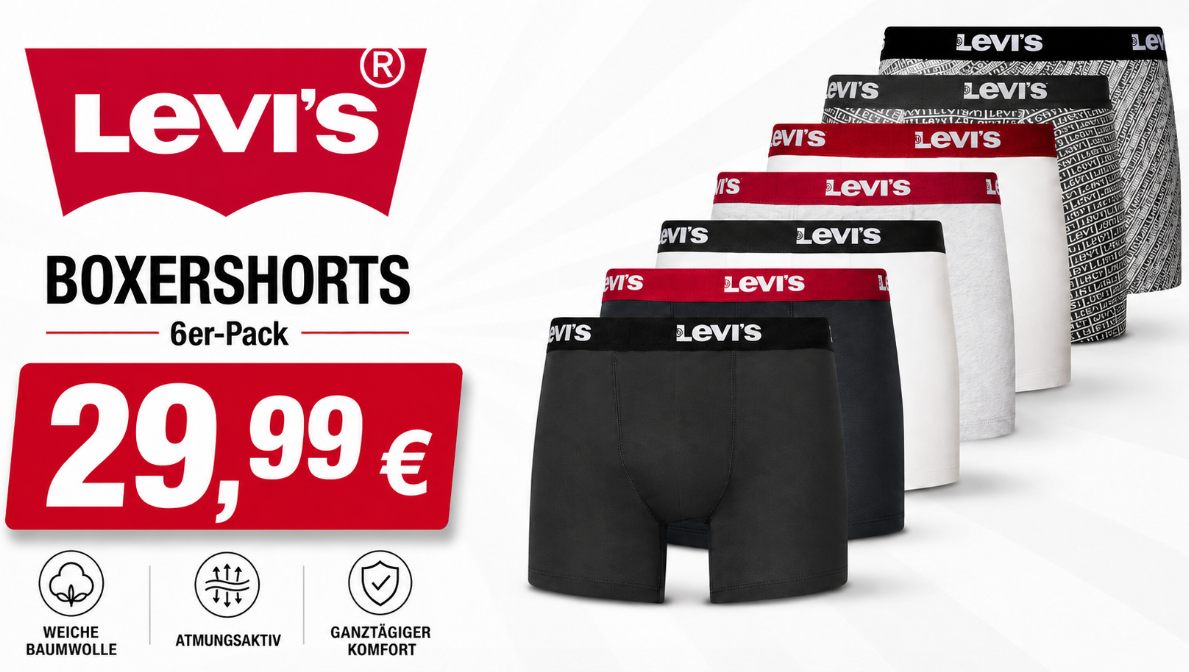Levi's: Boxershorts im 7er-Pack für 29,99 Euro