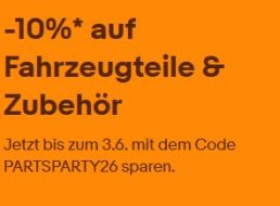 Ebay: 10 Prozent Rabatt auf Fahrzeugteile und Zubehör