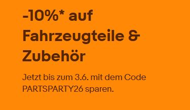 Ebay: 10 Prozent Rabatt auf Fahrzeugteile und Zubehör