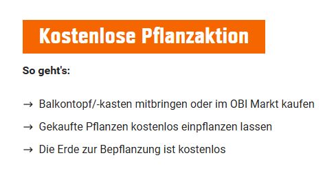 Gratis: Kostenlose Pflanzaktion bei OBI für zwei Tage