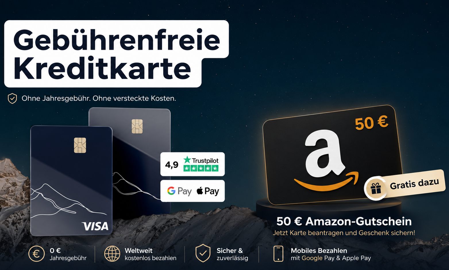 Gratis: 50 Euro geschenkt zur Schufa-freien Kreditkarte