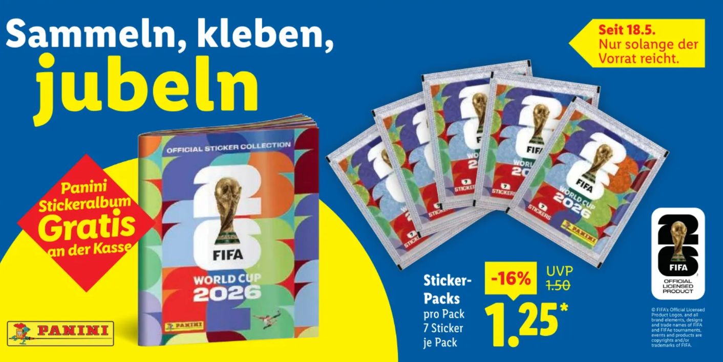 Gratis: Panini-Album bei Lidl für 0 Euro an der Kasse