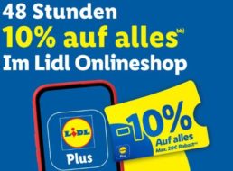 Lidl Plus: 10 Prozent Rabatt im Onlineshop für zwei Tage
