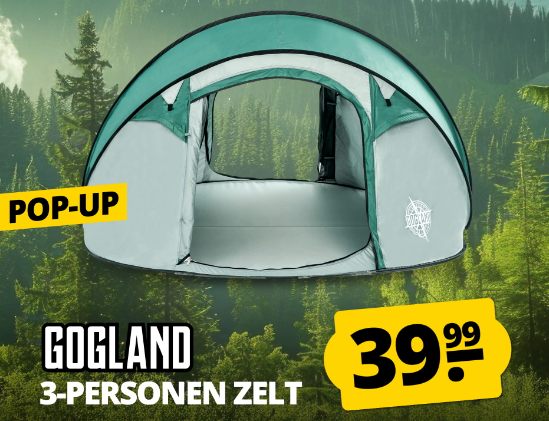 Sportspar: 3-Personenzelt für 39,99 Euro