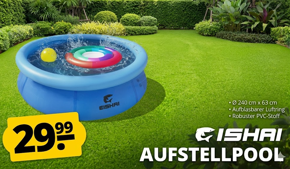 Sportspar: Gartenpool mit 240 Zentimeter Durchmesser für 29,99 Euro